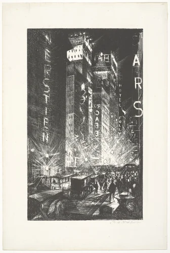 Great White Way by Christopher Richard Wynne Nevinson, print, 1920