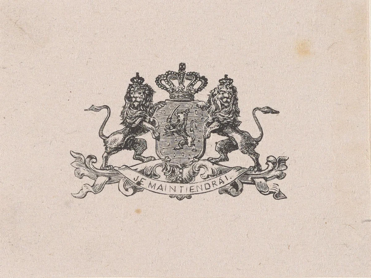 Vignet met het wapen van Nederland by Isaac Weissenbruch, print, 1836-1912