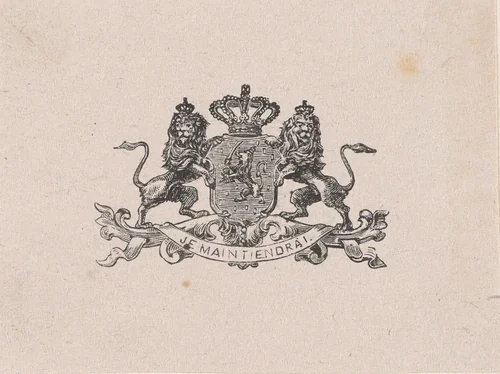 Vignet met het wapen van Nederland by Isaac Weissenbruch, print, 1836-1912