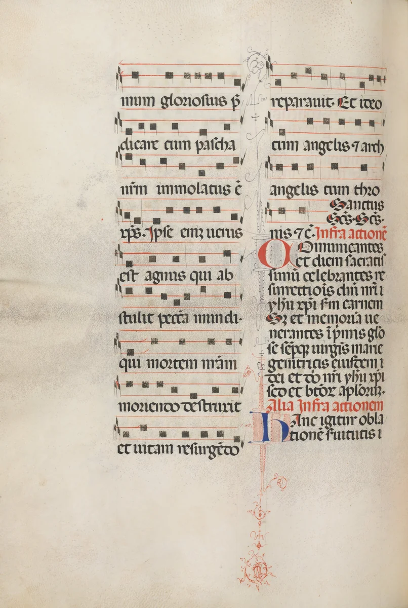 Missale: Fol. 179v: Music for various ordinary prayers by Bartolommeo Caporali, book, 1469