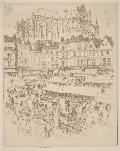La Place, Beauvais by Joseph Pennell, print, 1907