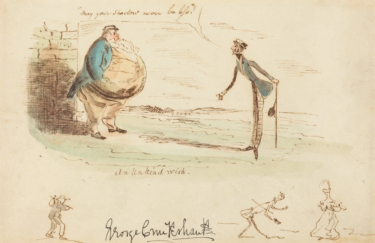An Unkind Wish by George Cruikshank, drawing, 1828-1838