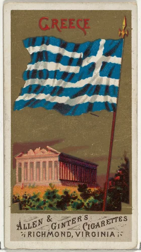 Greece, from Flags of All Nations, Series 1 (N9) for Allen & Ginter Cigarettes Brands by Allen & Ginter, print, 1887
