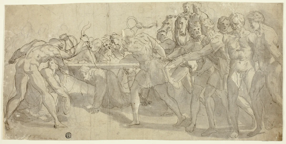 Calvary by Rombout van Troyen, drawing, 1625-1700