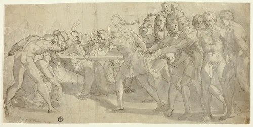 Calvary by Rombout van Troyen, drawing, 1625-1700