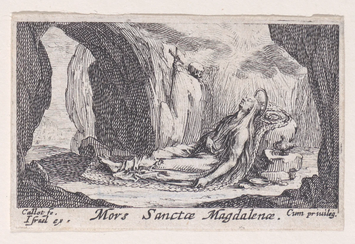 The Death of St. Mary Magdalen, from "Les Pénitents et Pénitentes" (The Penitents) by Jacques Callot, print, 1627-1637