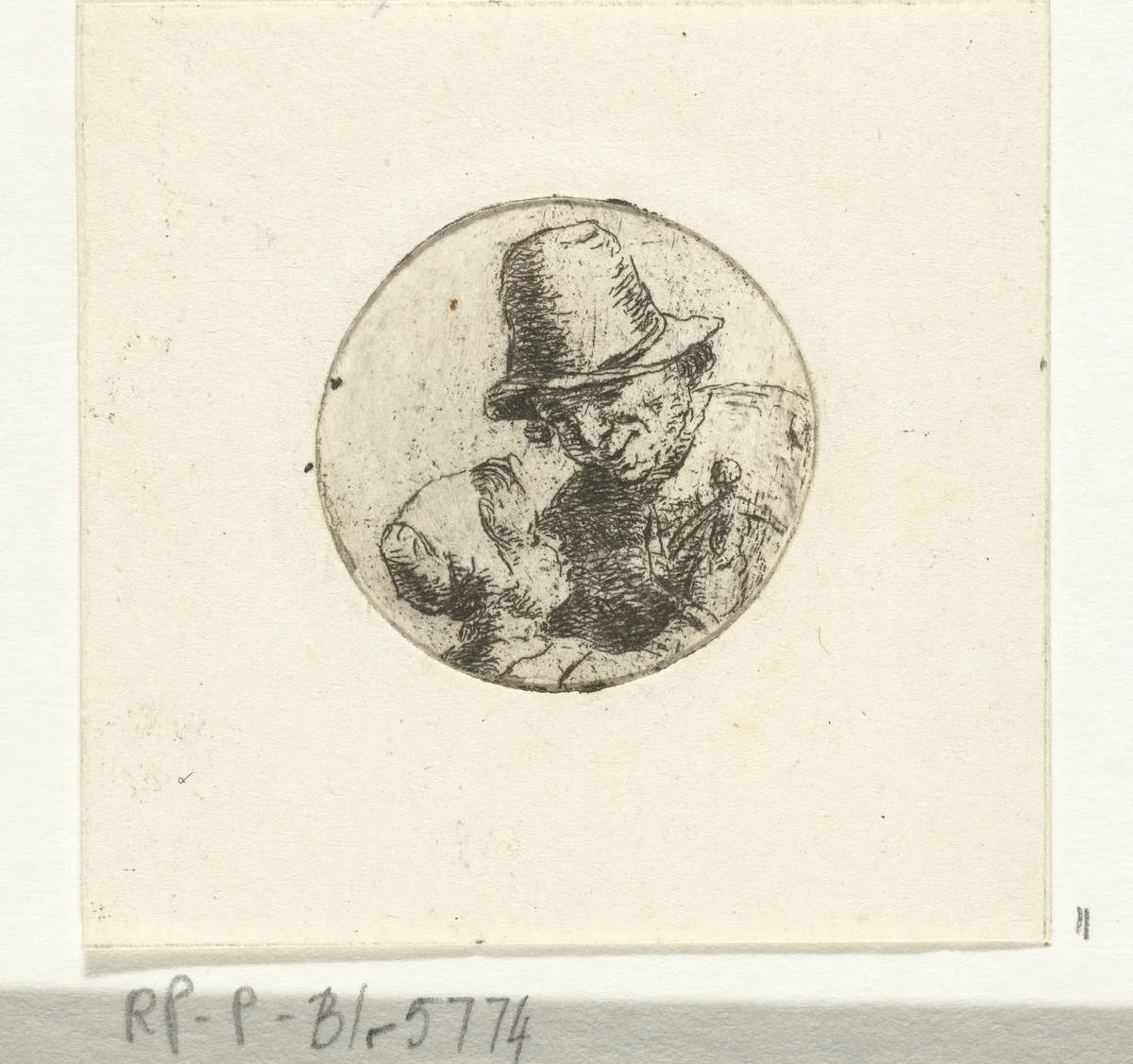 Buste van onbekende man met dochter by Christina Chalon, print, 1758-1808