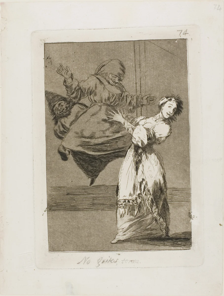Don't scream, stupid, plate 74 from Los Caprichos by Francisco José de Goya, print, 1797-1799