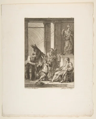 Le Paysan qui avait offense son Seigneur, from Contes et nouvelles en vers par Jean de La Fontaine. A Paris, de l'imprimerie de P. Didot, l'an III de la République, 1795 by Charles Louis Lingée, print, 1795