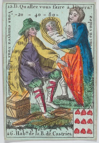 Hab.ts de la B. de Castries from playing cards "Jeu d'Or" by anonymous, print, 1700-1799