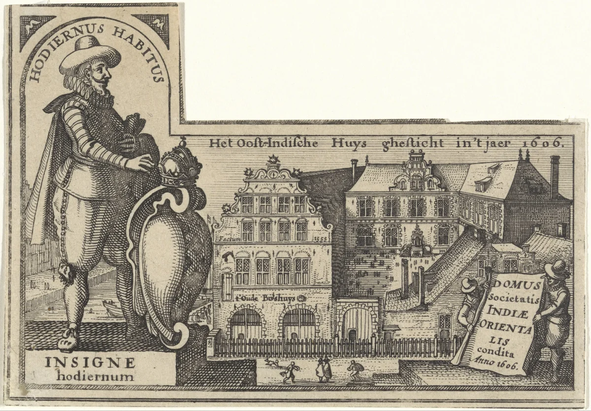 Oost-Indisch Huis te Amsterdam by Claes Jansz Visscher, print, 1623-1626