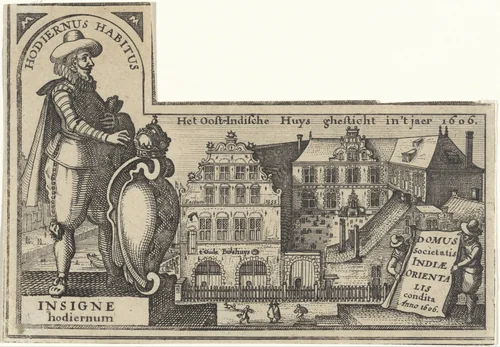 Oost-Indisch Huis te Amsterdam by Claes Jansz Visscher, print, 1623-1626