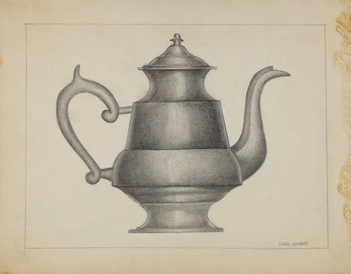 Pewter Teapot by Karl Joubert, index of american design, 1935-1942