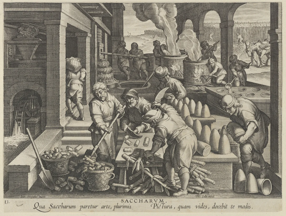 New Inventions of Modern Times [Nova Reperta], The Invention of Sugar Refinery, plate 13 by Jan Collaert, print, 1595-1605