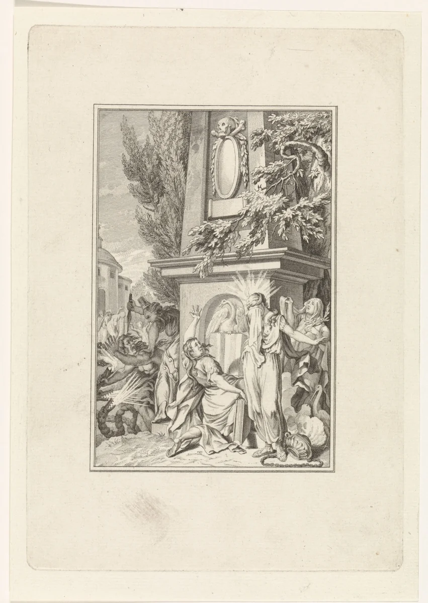 Grafmonument voor Lucas Reeder by Theodoor Koning, print, 1779