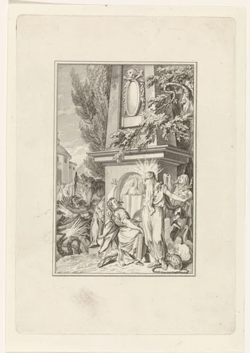 Grafmonument voor Lucas Reeder by Theodoor Koning, print, 1779