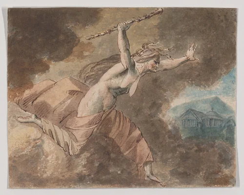 Envy from Ovid's "House of Envy" (Book II, lines 760-796) (recto); A naked woman (verso) by William Hamilton, drawing, 1770-1780