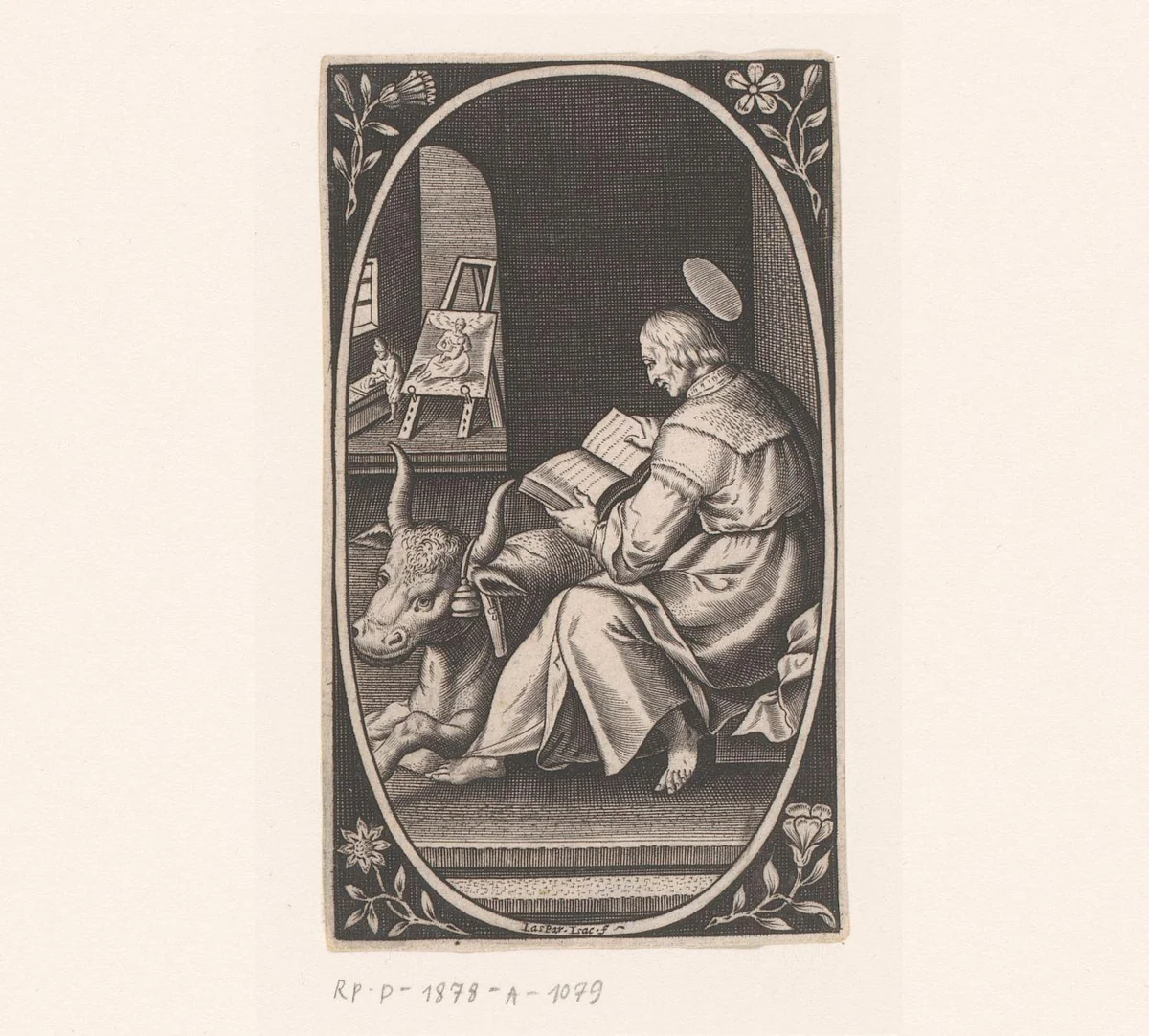 Lucas de evangelist in zijn schildersatelier by Unknown, print, 1564-1654