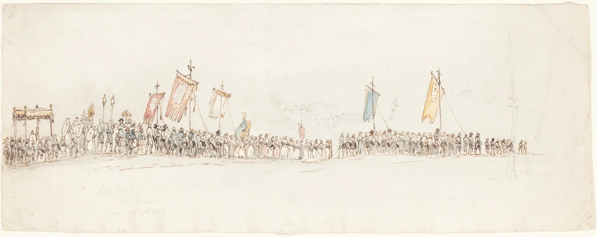 Religious Procession in Landeck by George Jones, drawing, 1820