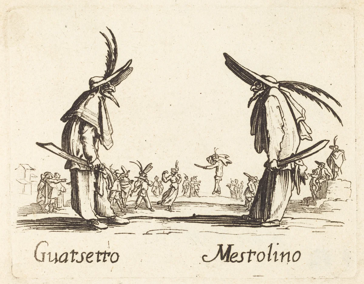 Guatsetto and Mestolino by Jacques Callot, print, 1622-1699