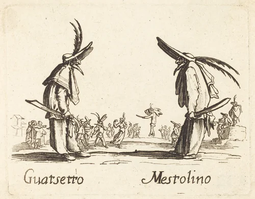 Guatsetto and Mestolino by Jacques Callot, print, 1622-1699