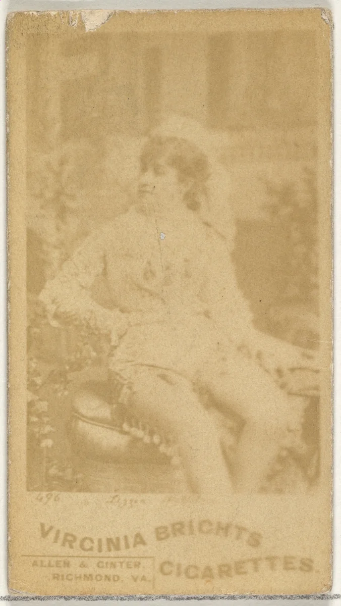 Card 496, from the Actors and Actresses series (N45, Type 1) for Virginia Brights Cigarettes by Allen & Ginter, photograph, 1885-1891