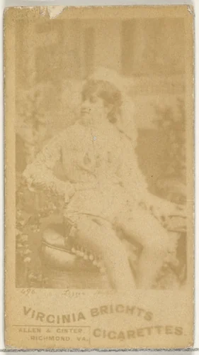 Card 496, from the Actors and Actresses series (N45, Type 1) for Virginia Brights Cigarettes by Allen & Ginter, photograph, 1885-1891