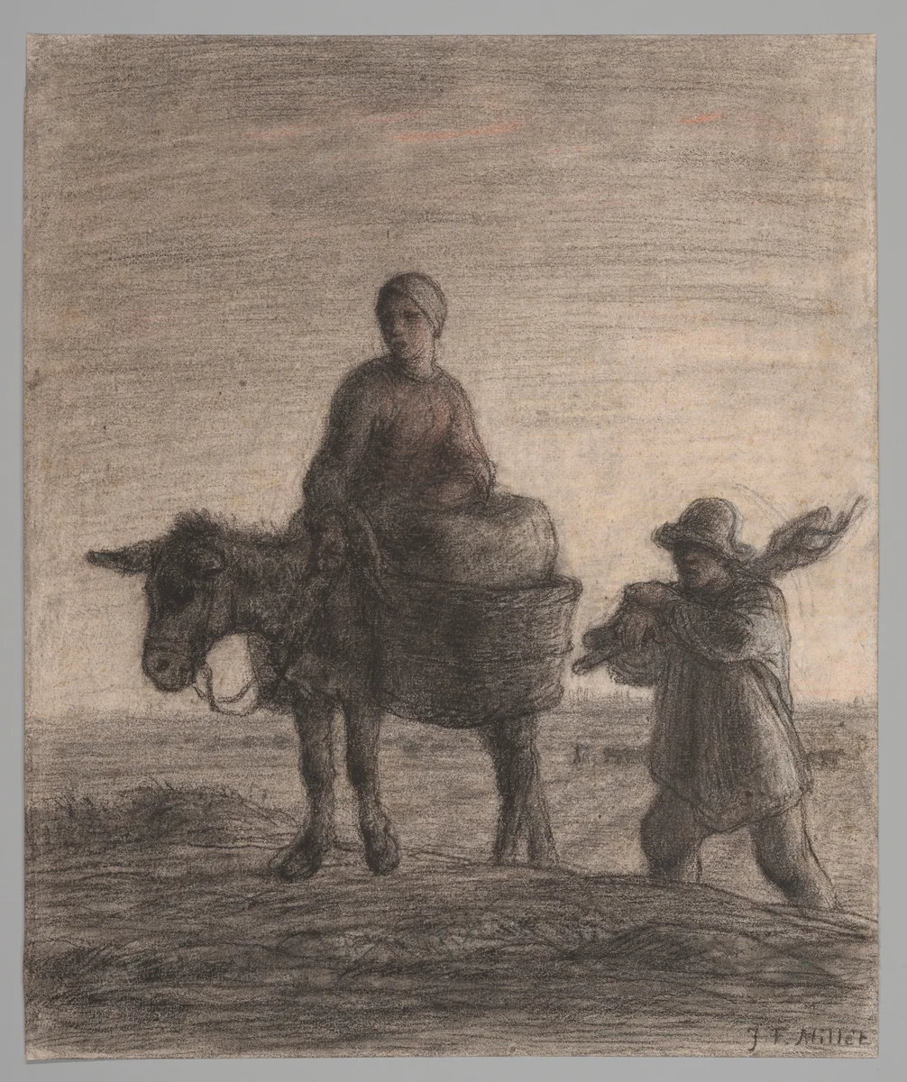 The Departure for Work by Jean-François Millet, drawing, 1857