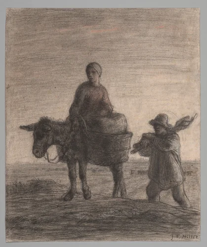 The Departure for Work by Jean-François Millet, drawing, 1857