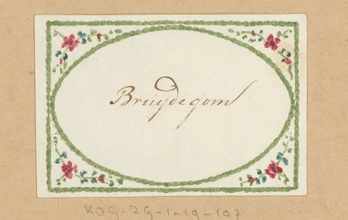 Bruiloftskaart voor 'Bruijdegom' by anonymous, drawing, 1780-1800
