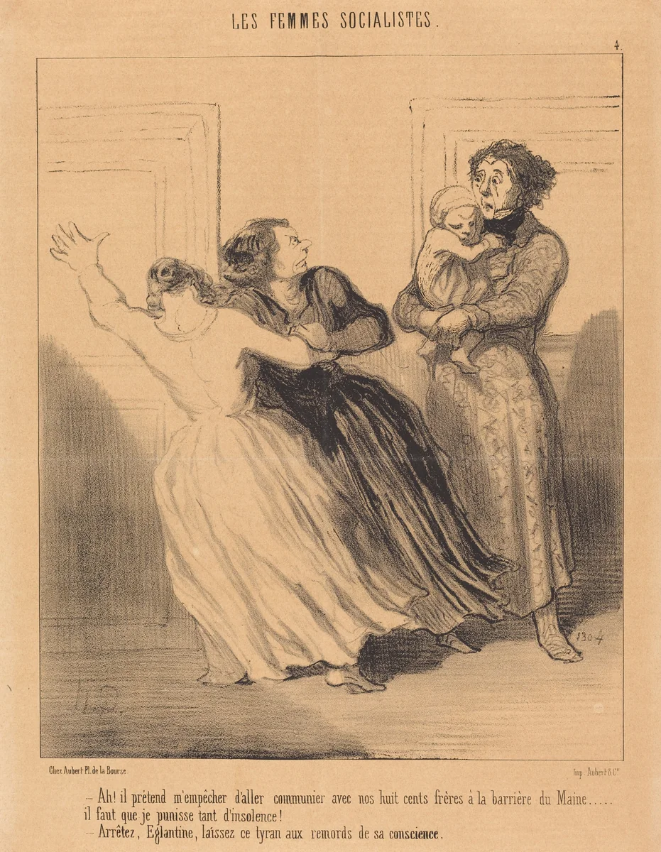Ah! il prétend m'empêcher d'aller... by Honoré Daumier, print, 1849
