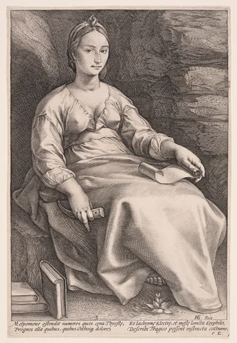 Melpomene, The Muse of Tragedy, from The Nine Muses by Hendrick Goltzius, print, 1592