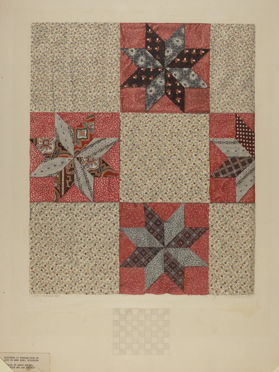 Star Design Comforter by Lloyd Charles Lemcke, index of american design, 1937