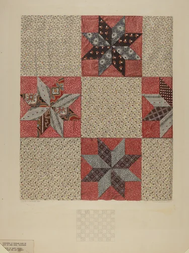 Star Design Comforter by Lloyd Charles Lemcke, index of american design, 1937