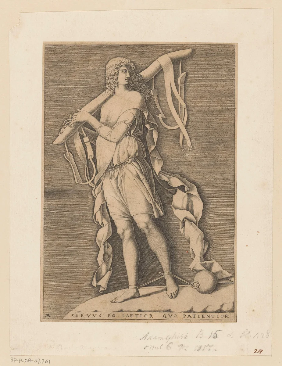 Personificatie van Dienstbaarheid by Unknown, print, 1540-1585