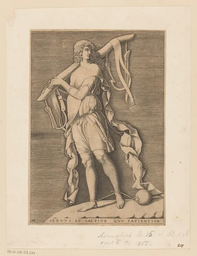 Personificatie van Dienstbaarheid by Unknown, print, 1540-1585