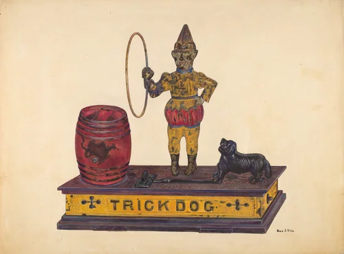Toy Bank: Trick Dog by George File, index of american design, 1937