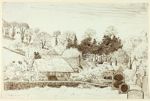 Churchyard by Henry Stacy Marks, drawing, 1849-1898