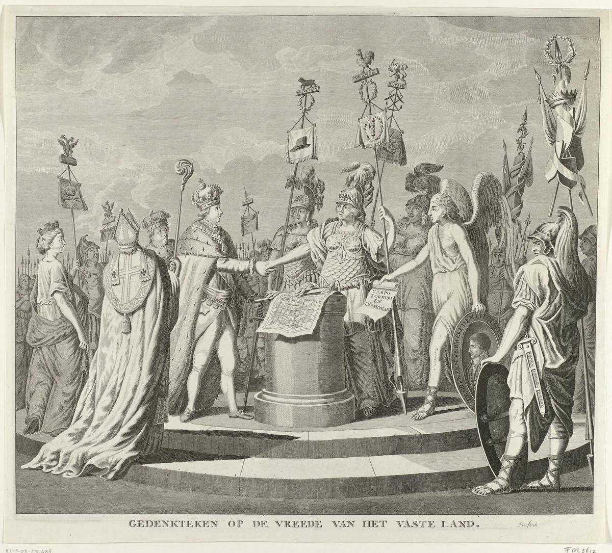 Allegorie op de Vrede van Campo Formio, 1797 by anonymous, print, 1797