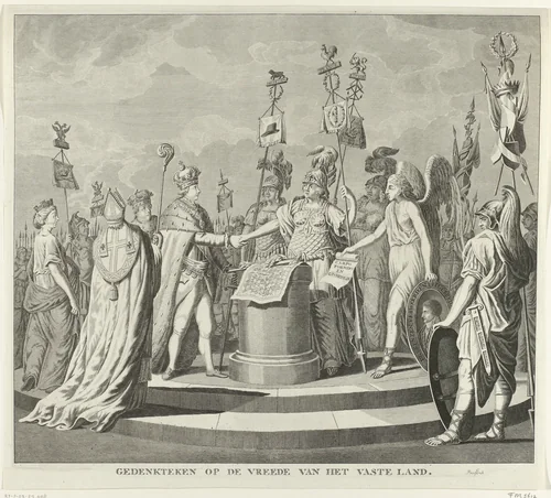 Allegorie op de Vrede van Campo Formio, 1797 by anonymous, print, 1797