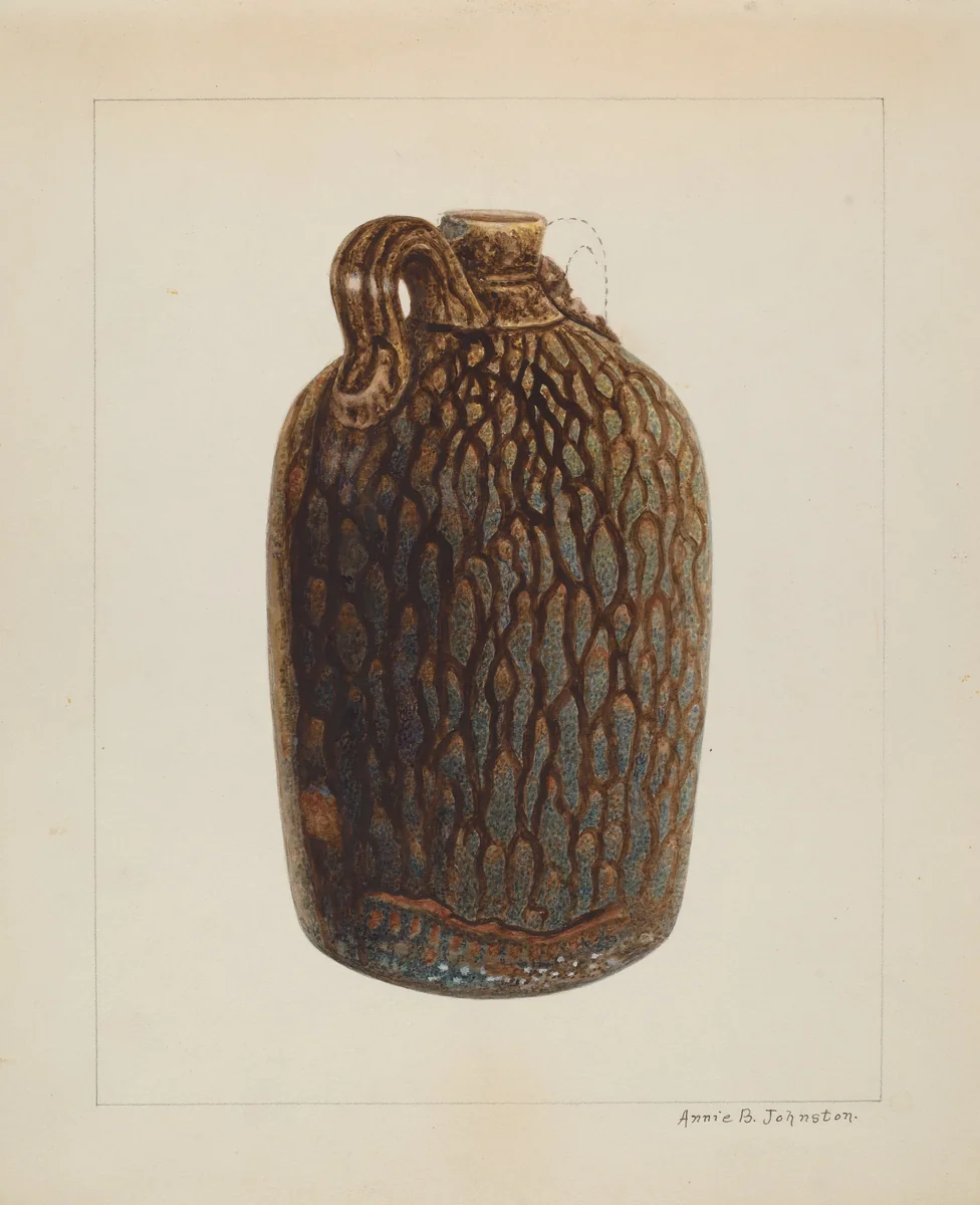 Stoneware Jug by Annie B. Johnston, index of american design, 1938