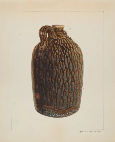 Stoneware Jug by Annie B. Johnston, index of american design, 1938