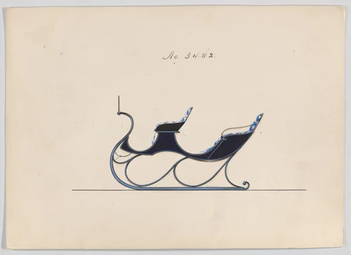 Design for Round Bottom Victoria Sleigh, no. 3482 by Brewster & Co., drawing, 1879