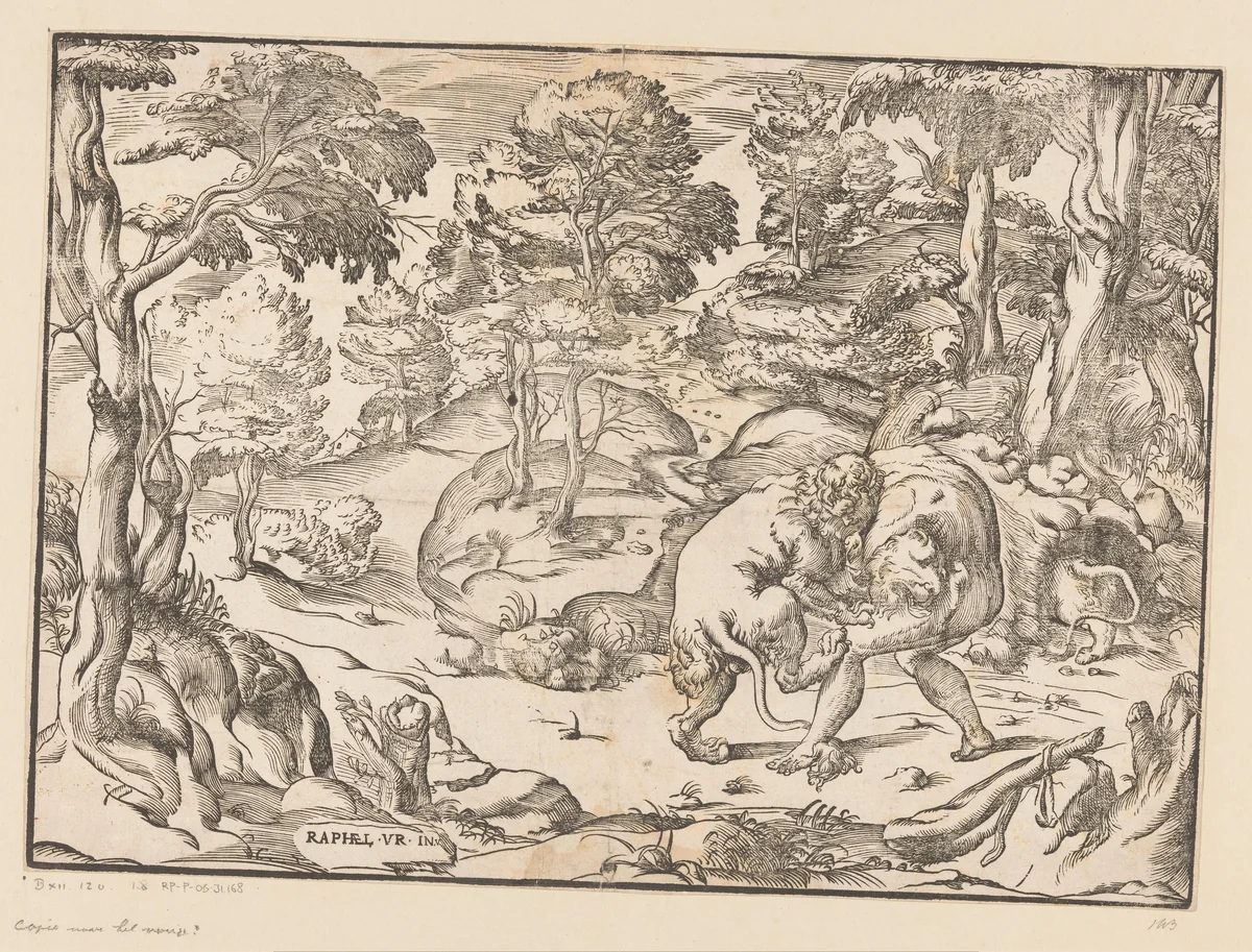Hercules en de Nemeïsche leeuw by anonymous, print, 1493