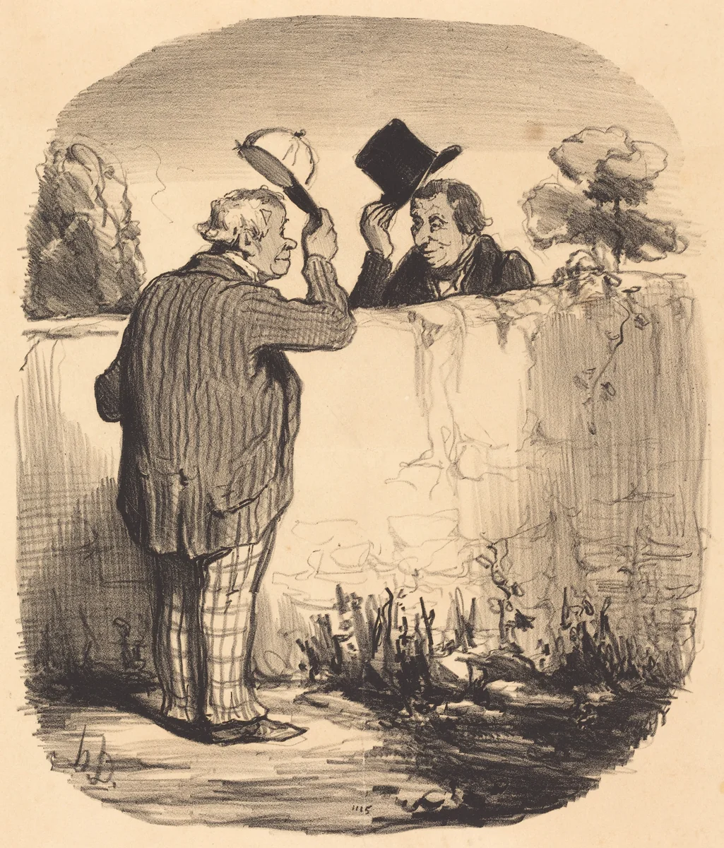 Deux bons voisins by Honoré Daumier, print, 1847