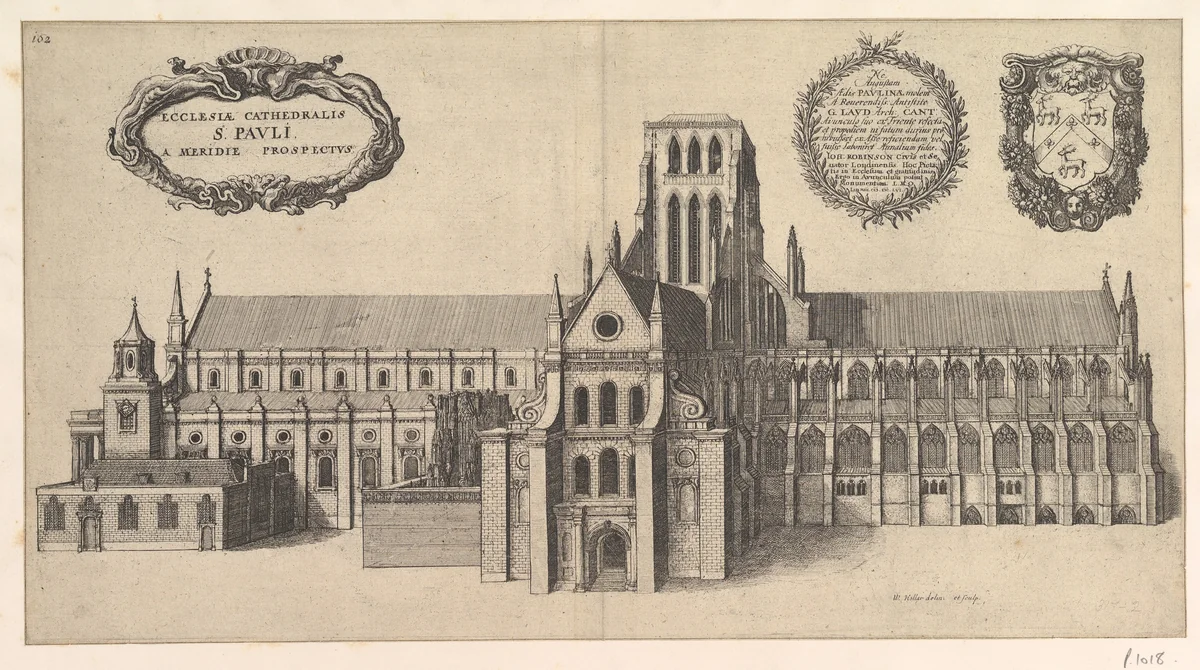 Saint Paul's, South side (Ecclesiae Cathedralis St. Pauli, A Meridi Prospectus), from "The History of St. Paul's Cathedral in London" by Wenceslaus Hollar, print, 1658