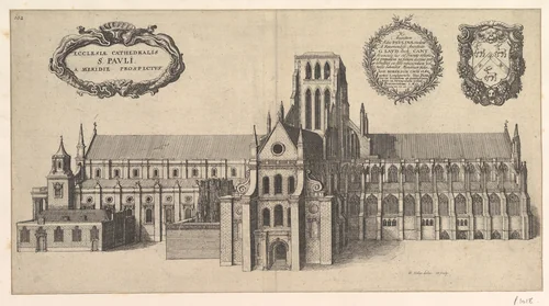 Saint Paul's, South side (Ecclesiae Cathedralis St. Pauli, A Meridi Prospectus), from "The History of St. Paul's Cathedral in London" by Wenceslaus Hollar, print, 1658
