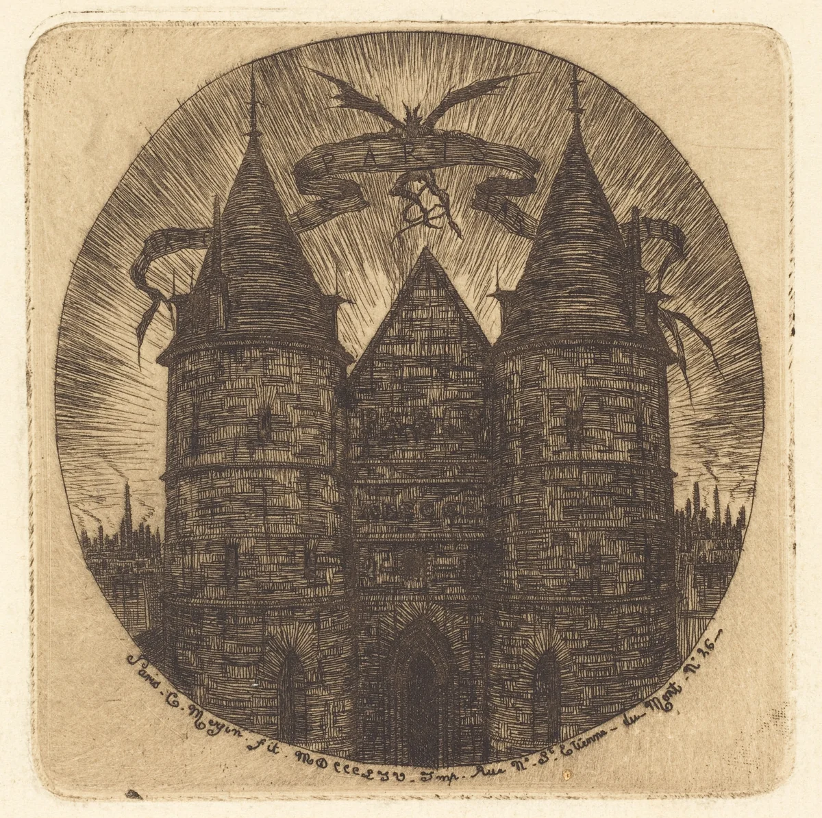 Ancienne porte du Palais de Justice, Paris (Old Gate of the Palace of Justice, Paris) by Charles Meryon, print, 1854