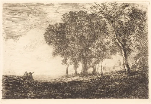 Italian Landscape by Jean-Baptiste-Camille Corot, print, 1865