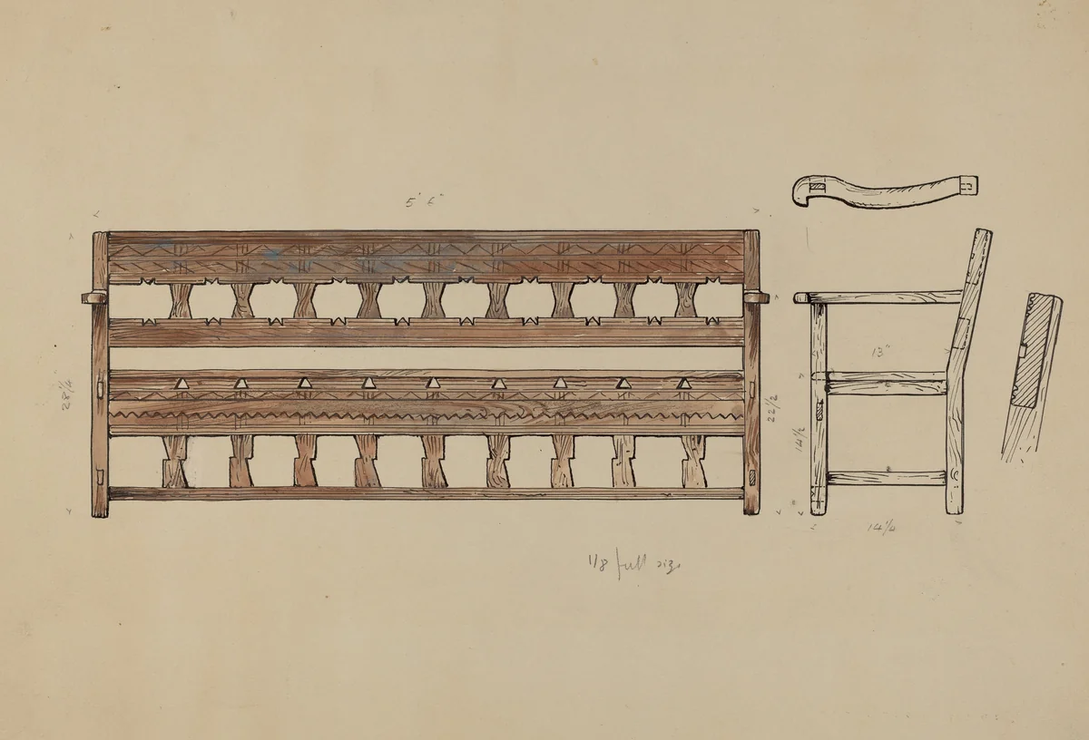Mission Bench by Geoffrey Holt, index of american design, 1938